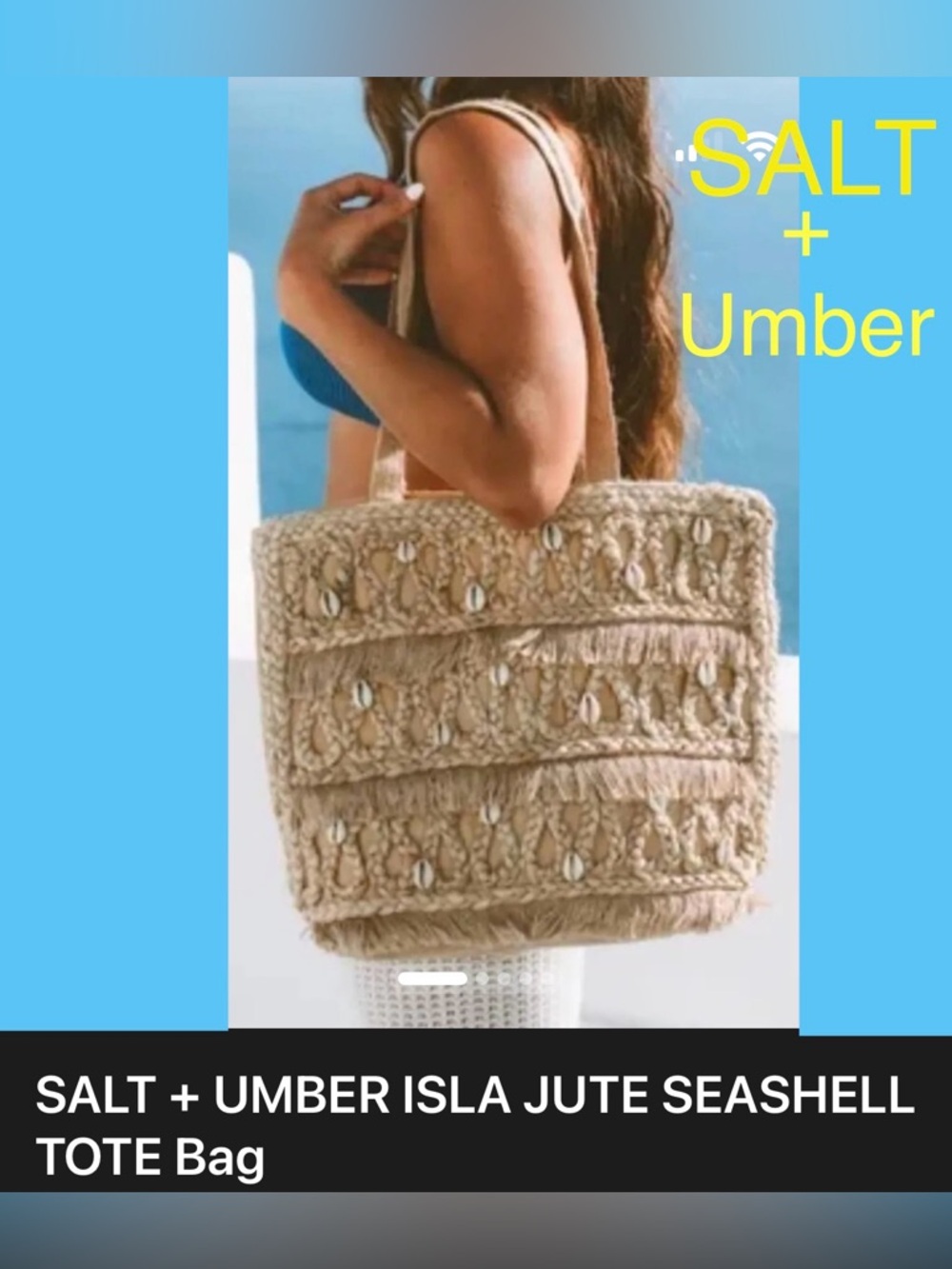 SALT + UMBER ISLA JUTE SEASHELL TOTE Bag
12.5" × 16" × 5.25" NWT
